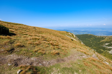 rocky mountain tops with hiking trails in autumn in Slovakian Tatra western Carpathian