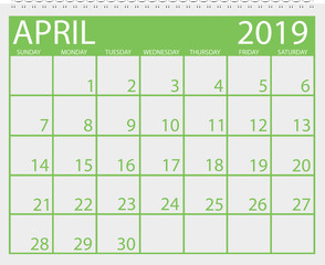 Calendar April 2019