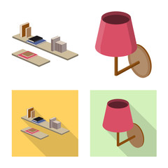 Vector illustration of bedroom and room logo. Set of bedroom and furniture vector icon for stock.