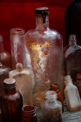 Antique glass bottles
