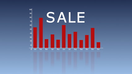 Bar graph with arrows axis. Grow, chart, statistic, business concept. Animation for yours presentation. Infographics in flat design.