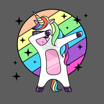 Fototapeta Vector illustration of fantasy dabbing horse unicorn. Flat style design