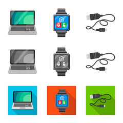 Isolated object of laptop and device icon. Set of laptop and server stock vector illustration.
