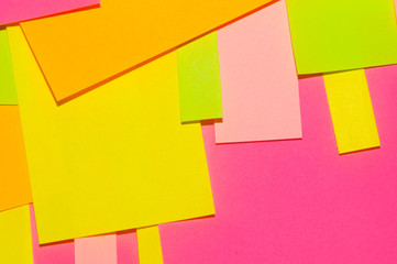 Colorfur different colour officd stickers on whiteboard. The stickers is empty.