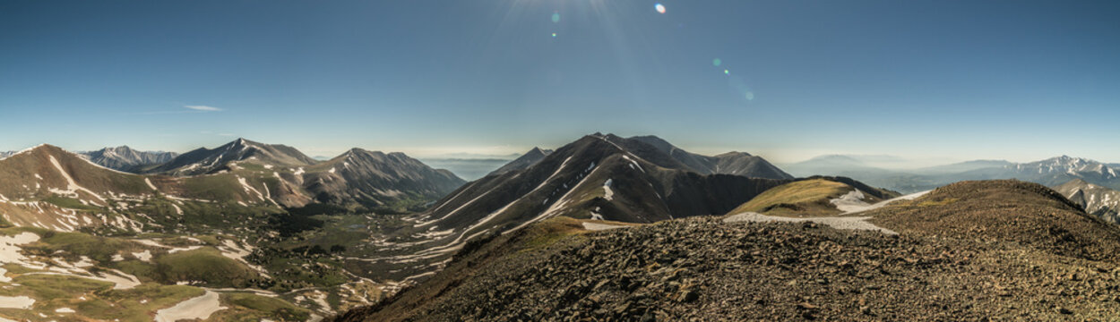 Rocky Mountain Summit Vista.  View of Tabeguache Peak and Mt. Shavano from the summit of Carbonate Mountain.