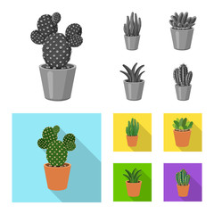 Isolated object of cactus and pot symbol. Collection of cactus and cacti vector icon for stock.
