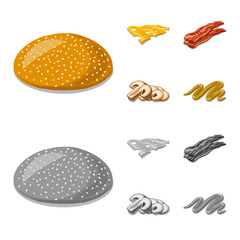 Isolated object of burger and sandwich symbol. Collection of burger and slice stock symbol for web.