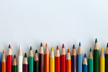 Color pencils on white background.