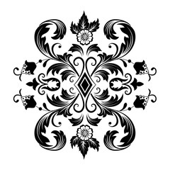 Vector damask element. Isolated damask central illistration. Classical luxury old fashioned damask ornament, royal victorian seamless texture for wallpapers, textile, wrapping.