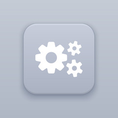 Mechanism, settings, gray vector button with white icon