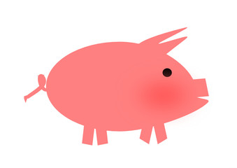 cochon rose sur fond blanc