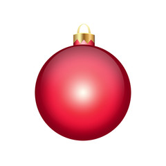 Red Christmas ball isolated on white background