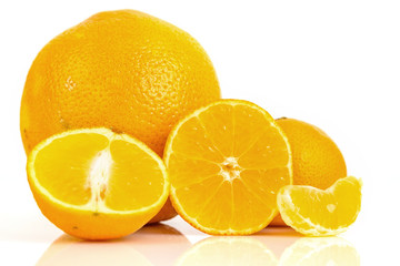 oranges on a white background close-up