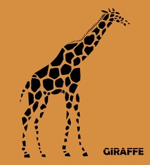 Illustration of giraffe, side view 