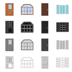 Fototapeta premium Vector illustration of door and front symbol. Set of door and wooden stock vector illustration.