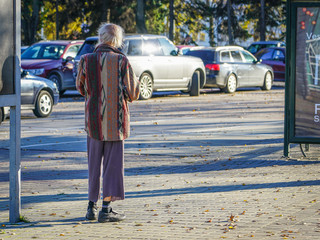 eccentric older gentleman in a leisurely stroll through the city