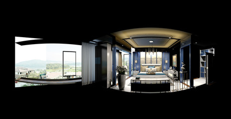 3d render of 360 degrees living room