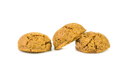 Pepernoten bunch of traditional cookies in a row on white background