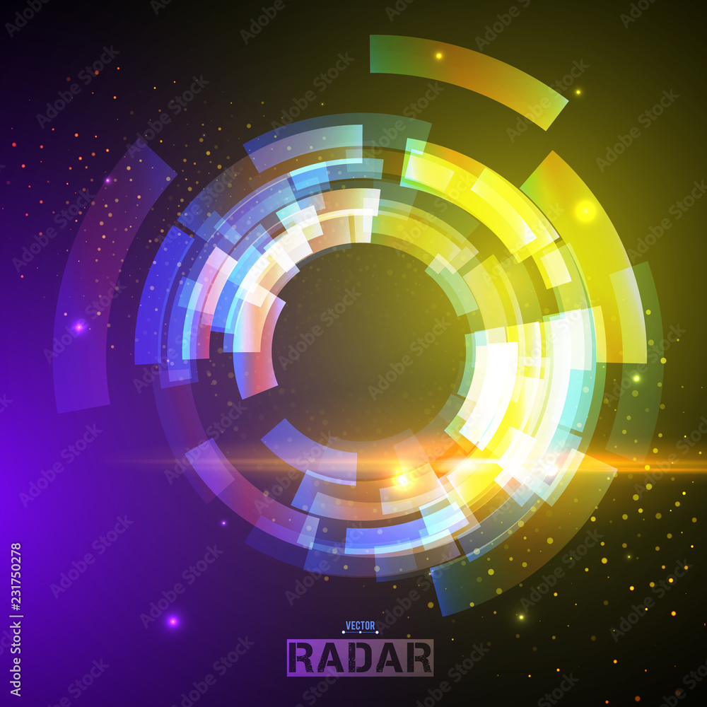 Fototapete abstract futuristic hud radar display. sci-fi design elements. vector navigation interface backgroun