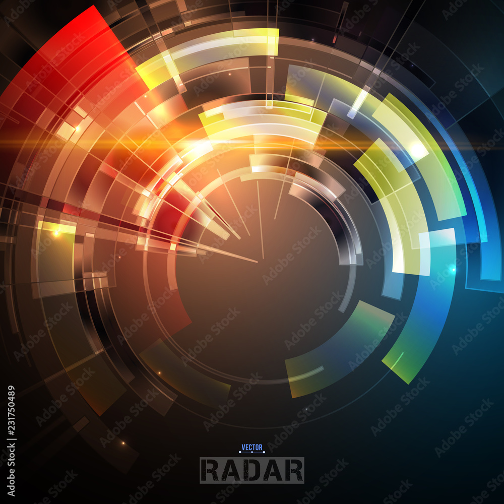 Fototapete abstract futuristic hud radar display. sci-fi design elements. vector navigation interface backgroun