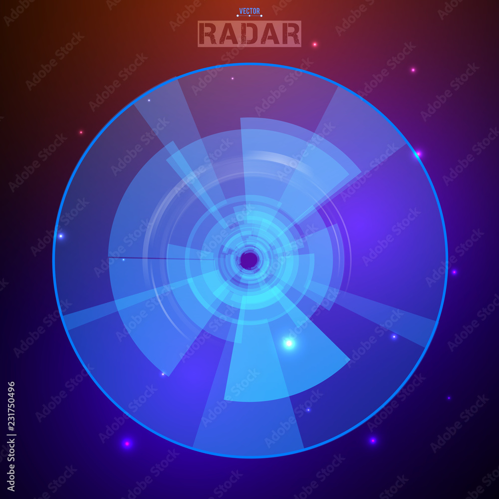 Fototapete abstract futuristic hud radar display. sci-fi design elements. vector navigation interface backgroun