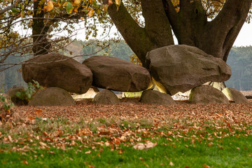 Ancient Dolmen or Hunebed Megalithic tomb from the ice age