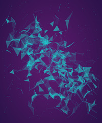 Abstract blue geometrical background with dots and lines.  Web background