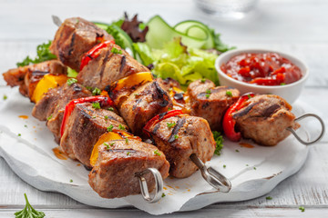 Grilled pork kebab with pepper