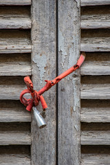 locked wooden louvre door