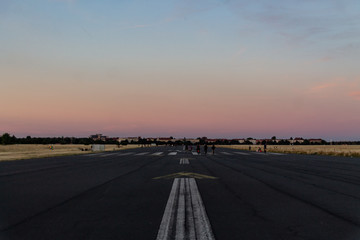 BERLIN, GERMANY - July 29, 2018: The Tempelhofer Field (a former Airport) at Sunset