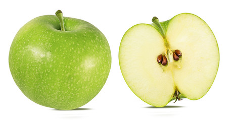 Fresh green apple isolated on white background with clipping path
