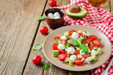 Avocado mozzarella tomato Basil salad