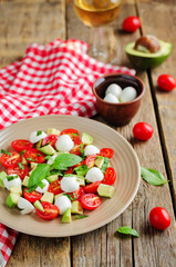 Avocado mozzarella tomato Basil salad