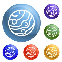 Neptun planet icons set vector 6 color isolated on white background