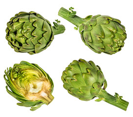 Obraz premium Fresh artichoke isolated on white background with clipping path