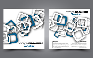Square flyer template. Simple brochure design. Poster for business, education, advertisement, banner, ad banner. Blue color. Vector illustration.