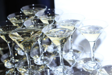 tasty champagne in glasses