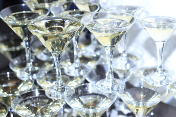 tasty champagne in glasses