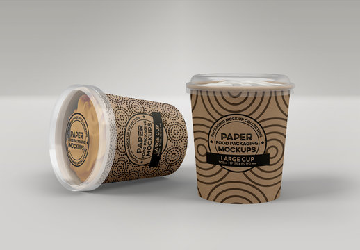 Paper Cups with Ice Cream Mockup