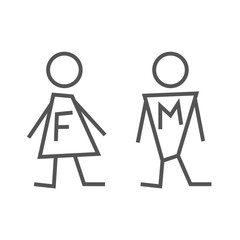Man and lady toilet sign. Editable Stroke. EPS 10