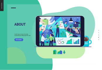 Business series, color 3- about company, office life -modern flat vector concept illustration of a company employees in workspace. Business workflow management. Creative landing page design template