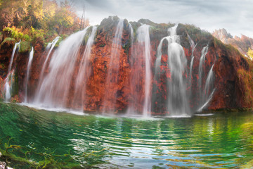 Obraz na płótnie Canvas Plitvice waterfalls in the fall