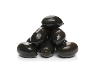 Black olives isolated on white background