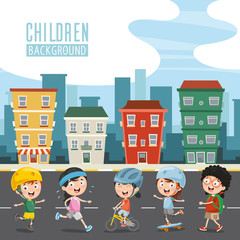 Obraz na płótnie Canvas Vector Illustration Of Happy Children