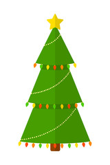 Christmas green tree with the yellowed star