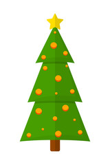 Christmas green tree with the orange balls