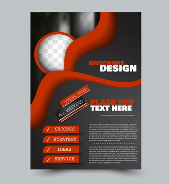 Red and black flyer vector design template set. Business brochure. Annual report or magazine cover.