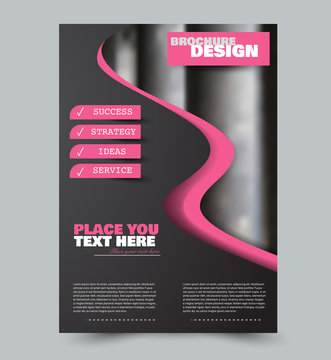 Pink and black flyer vector design template set. Business brochure. Annual report or magazine cover.