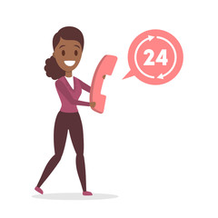 Technical support worker with phone. Operator from customer service