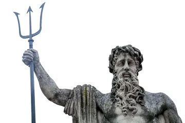 Tissu par mètre Monument Gros plan sur le puissant dieu de la mer et des océans Neptune (Poséidon) L& 39 ancienne statue.